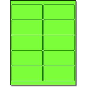 Fluorescent Mailing Labels - 4" x 2" Yellow - 10 Per Sheet - Bright Neon Color Address Stickers for High Visibility - Inkjet/Laser - 100 Sheets / 1,000 Labels