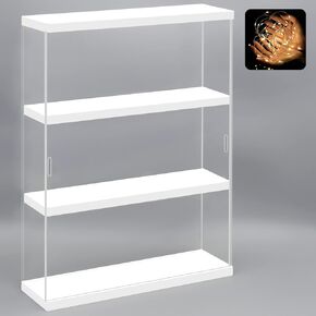 NONEMEY Clear Acrylic Display Case Stand with Wood Base 2 Tier、3 Tier、12/24 Compartments Storage Box Wall Mount Showcase Dustproof Organizer Box for Collectibles (3Tier 12×3.3×15inch)