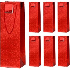 ZJHiome 6 Pack Wine Gift Bags Metallic Wine Bottle Paper Bags Holographic Wine Bags for Wedding Birthday Christmas Retirement Party Supplies (Green)