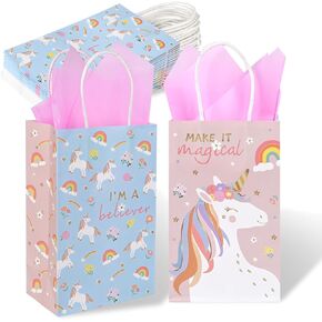 36 Pack Small Donut Ice Cream Themed Party Favor Bags with Handles and Pink Tissue Paper for Two Sweet Birthdays, Ice Cream Parties, Donut Grow Up Birthday Party Supplies, 9x5.5x3.15 Inch