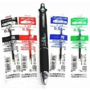 Uni-ball Jetstream 4&1 4 Color 0.5 Mm Ballpoint Multi Pen(msxe510005.24)+ 0.5 Mm Pencil(black Body) & 4colors Ink Pens Refills Value Set