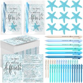 Eaasty 50 Sets Starfish Story Gifts Coworker Gifts Bulk Inspirational Notebooks Starfish Travel Tokens You Make a Difference Gifts Ballpoint Pens Thank You Pens Appreciation Gift for Teacher