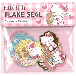 Sanrio Hello Kitty Pet Sticker Seal Pack of 40 Pcs (4 Pcs x 10 Different Designs) Decorative Scrapbooking Supplies Stationery (Tiny Chum)