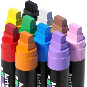 Arrtx Acrylic Jumbo Markers 10mm Broad Tips Acrylic Paint Pens for Stone, Glass, Easter Egg, Wood and Fabric Painting-No Toxic,No Odor