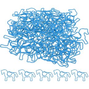 MECCANIXITY Paper Clip Horse Animal-Shaped Cute Decorative Fun Clips Bookmarks with Box 1.4 Inch Blue for Organize Office Home, Pack of 40