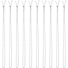 SUNNYCLUE 1 Box 10 Pack 24 Inch/0.6m 2mm Slider Necklace Chains Silver Necklace Chain Bulk Stainless Steel Adjustable Necklace Chains Ball Bead Findings for Jewelry Making Supplies DIY Women Necklaces
