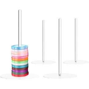 Ribbon Storage Rack Holder,4 Clear Acrylic Pack RibbonTape for Sewing Craft Mesh Thread Tape Wreath Crochet Roll Florist Arts Wrapping Gift