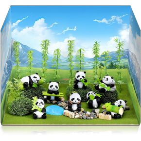 Panda School Projects Set Diorama Supplies Kit Panda Figurine Toys Model Diorama Project Set Educational Toys Birthday Gifts Decorations