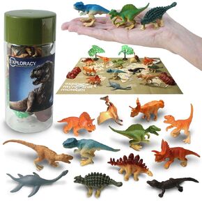 12Pcs Mini Dinosaur Toy Animal Collectable Figurines Pack for Kids Prehistoric T-Rex Dino Toys Figures Playset Trex Sensory Bin Birthday Toddlers Children Girls Boys 3+