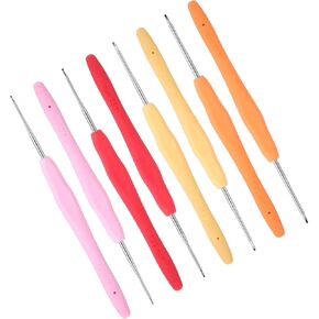 أحجام صغيرة من السنانير الكروشيه 8pcs إبرة الكروشيه لخط السنانير الكروشيه للشعر 1 مم ، 1.25 مم ، 1.5 ملم ، 1.75 ملم كروشيه الإبرة مع مقاولات ناعمة الكروشيه الدجال