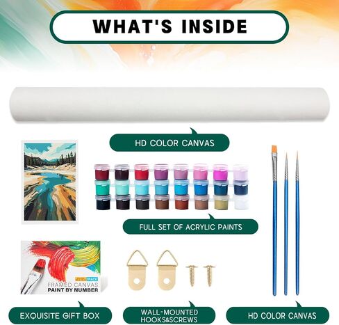 Framed Paint by Numbers Kit for Adults Beginner & Kids, Flowers Easy Adult Paint by Number Kits on Canvas, DIY Craftoria Acrylic Watercolor Oil Paint by Number for Teens for Home Decor Gift 8x12 Inch in Saudi Arabia