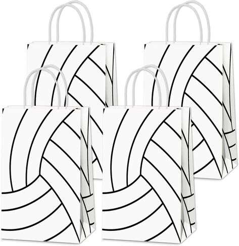 12Pcs Volleyball Gift Bags Volleyball Party Favor Volleyball Treat Candy Bags with Handles Volleyball Theme Party Paper Bag Sport Party for Baby Shower Birthday Party Decorations Supplies Boys Kids in Saudi Arabia