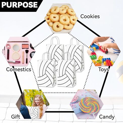 12Pcs Volleyball Gift Bags Volleyball Party Favor Volleyball Treat Candy Bags with Handles Volleyball Theme Party Paper Bag Sport Party for Baby Shower Birthday Party Decorations Supplies Boys Kids in Saudi Arabia