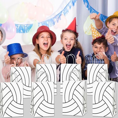 12Pcs Volleyball Gift Bags Volleyball Party Favor Volleyball Treat Candy Bags with Handles Volleyball Theme Party Paper Bag Sport Party for Baby Shower Birthday Party Decorations Supplies Boys Kids in Saudi Arabia