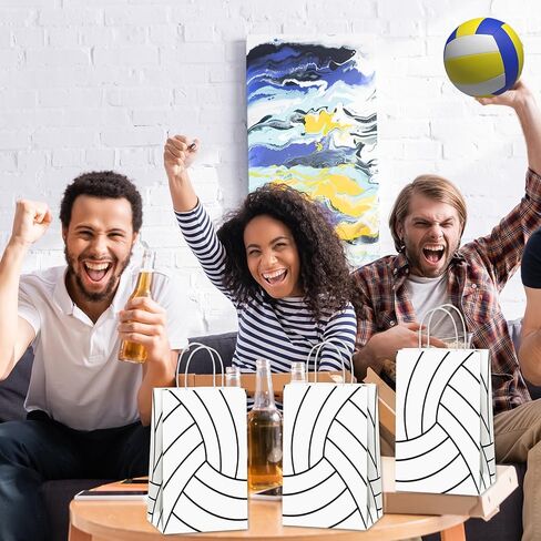 12Pcs Volleyball Gift Bags Volleyball Party Favor Volleyball Treat Candy Bags with Handles Volleyball Theme Party Paper Bag Sport Party for Baby Shower Birthday Party Decorations Supplies Boys Kids in Saudi Arabia