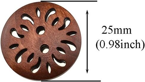 Hao Pro 25mm Diameter Pierced Flower Wood Buttons Large Needling Holes Smooth Edges Lightweight Washable Wooden Button Brown 50 PCS for Mask Strings Knit Crochet Sewing Crafts in Kuwait