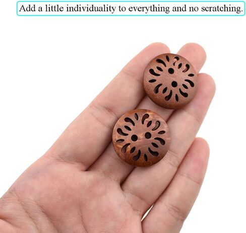 Hao Pro 25mm قطرها الأزرار الخشبية ذات الثقوب الكبيرة الثقوب الوخزنة الحواف ناعمة الحواف خفيفة الوزن قابلة للغسل زر بني 50 قطعة لسلاسل القناع متماسكة الكروشيه خياطة الحرف اليدوية in Kuwait