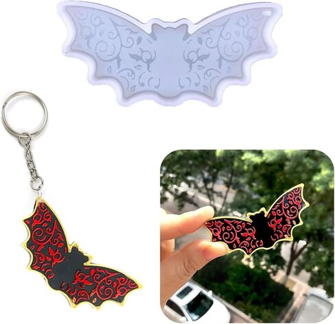 DIY Halloween BAT Silicone Mould ، keykain apoxy mould for key know silicone mould for women formants ، usplies المجوهرات (أبيض) in Kuwait