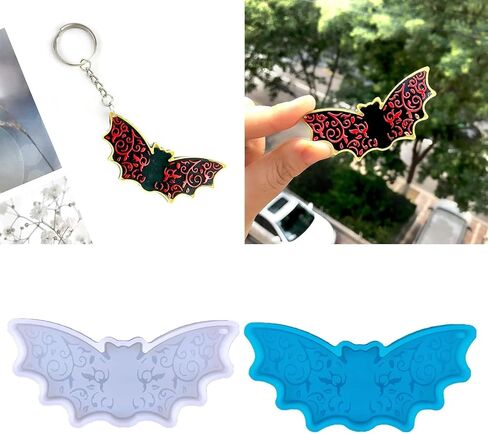 DIY Halloween BAT Silicone Mould ، keykain apoxy mould for key know silicone mould for women formants ، usplies المجوهرات (أبيض) in Kuwait