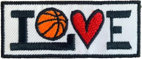 love sport *Iron On Patches Embroidered Applique Iron On for Clothing,Fabric. (basketball), white, Pitca00003 in Saudi Arabia