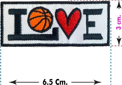 love sport *Iron On Patches Embroidered Applique Iron On for Clothing,Fabric. (basketball), white, Pitca00003 in Saudi Arabia