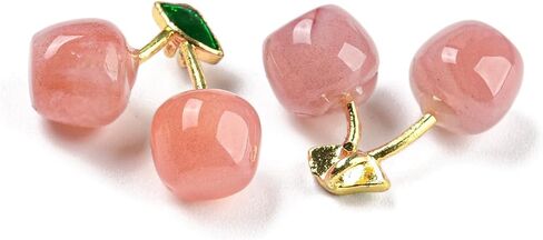 LiQunSweet 5 pcs Cherry Theme Natural Agate Charms Crystal Gemstone Imitation Fruit Food Charms for DIY Jewelry Bracelet Necklace Earring Keychain Craft Decorations in Saudi Arabia