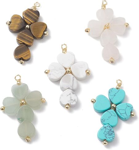 LiQunSweet 5 pcs Cherry Theme Natural Agate Charms Crystal Gemstone Imitation Fruit Food Charms for DIY Jewelry Bracelet Necklace Earring Keychain Craft Decorations in Kuwait