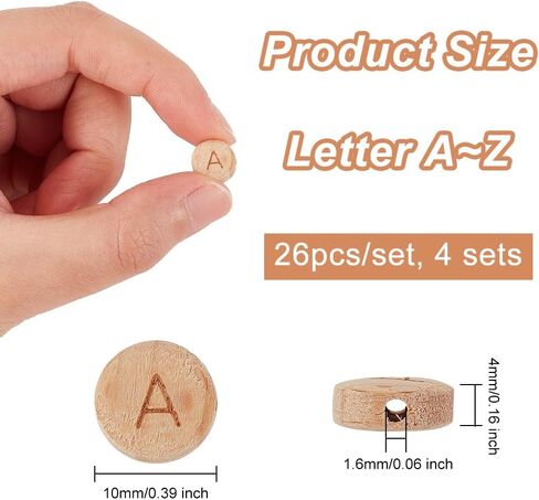 OLYCRAFT 1000pcs 8mm Alphabet Wooden Beads Random Letter Wooden Beads Square Wooden Loose Beads Natural Cube Wood Beads with Initial Letter for Jewelry Making and DIY Crafts in Kuwait