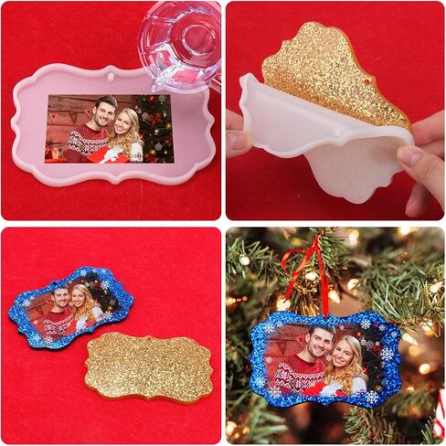 قوالب راتنج عيد الميلاد Juome سيليكون ، 4 أجهزة كمبيوتر عيد الميلاد الحلي صورة قلادة قلادة راتنج الايبوكسي ، فنية DIY المجوهرات صنع مجوهرات عيد الميلاد in Kuwait