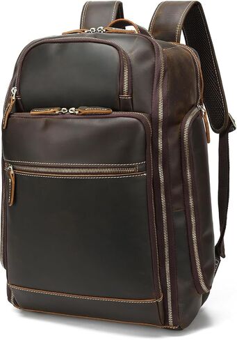 Vintage Genuine Leather Large Backpack For Men Rucksack Handbag Travel Daypack Fits 16" Laptop in Saudi Arabia