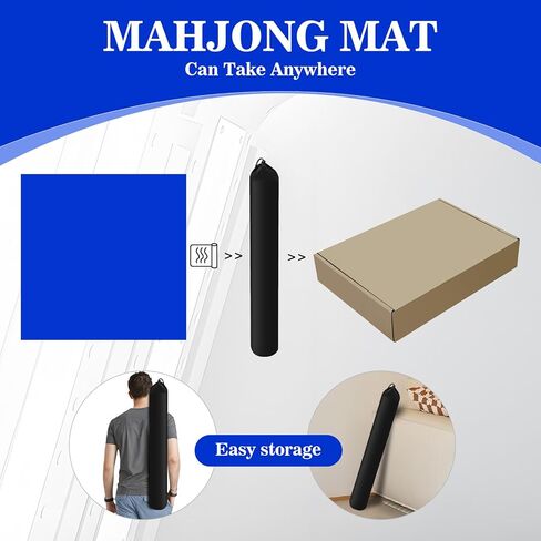 Mahjong Mat, Anti Slip and Noise Reduction 31.5 * 31.5 Inch Mahjong Mat for Table with Portable Storage Bag for Mahjong, Poker, Dominoes and Other Board Game Mat (Blue-1) in Kuwait