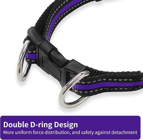Highly Reflective Dog Collar, Adjustable Size Nylon Traction Collar, Classic Color Matching for Boy, Girl Dogs, Small Dogs, Medium Dogs, Large Dogs, Pack of 2 (Black and Red, L) in Kuwait