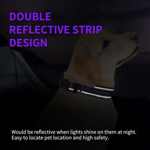 Highly Reflective Dog Collar, Adjustable Size Nylon Traction Collar, Classic Color Matching for Boy, Girl Dogs, Small Dogs, Medium Dogs, Large Dogs, Pack of 2 (Black and Red, L) in Kuwait