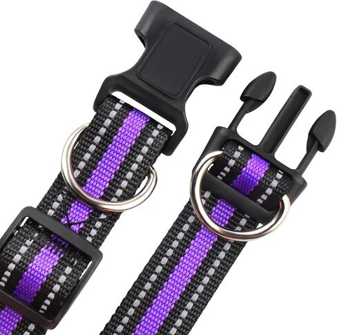 Highly Reflective Dog Collar, Adjustable Size Nylon Traction Collar, Classic Color Matching for Boy, Girl Dogs, Small Dogs, Medium Dogs, Large Dogs, Pack of 2 (Black and Red, L) in Kuwait