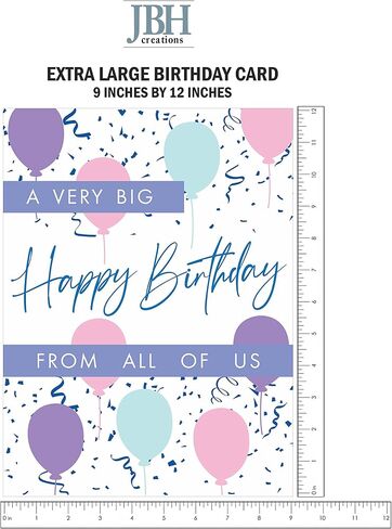 JBH Creations Big Birity Birthdy Balloon Drop - Extra Lig 9 × 12 مع مظروف - باستيل in Kuwait