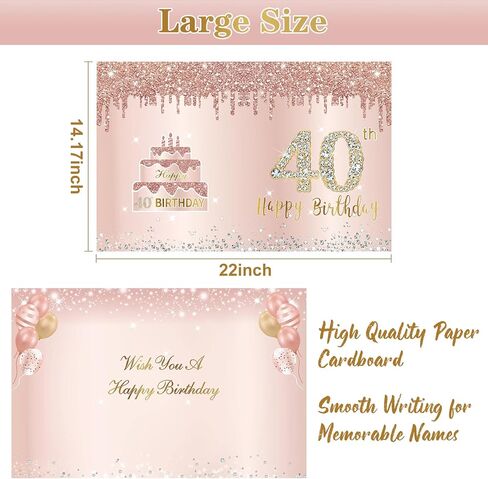 Large 50th Birthday Card With Envelope, Jumbo 50 Birthday Guest Book Greeting Cards for Women, Extra Big 50 Year Birthday Card Gifts Party Supplies，Pink Rose Gold Giant Happy 50 Birthday Card in Saudi Arabia