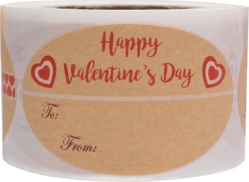 Valentine's Day to and from Stickers Valentine's Heart Stickers 1.5"x2.5" Natural Kraft Gift Tags 4 Unique Heart Designs for Gift Wrapping, Box and Envelope Sealing - 200 Stickers in Kuwait