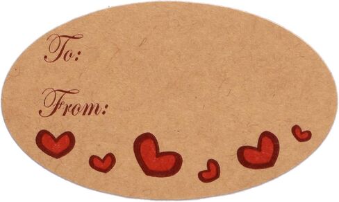 Valentine's Day to and from Stickers Valentine's Heart Stickers 1.5"x2.5" Natural Kraft Gift Tags 4 Unique Heart Designs for Gift Wrapping, Box and Envelope Sealing - 200 Stickers in Kuwait