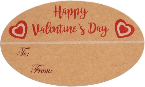 Valentine's Day to and from Stickers Valentine's Heart Stickers 1.5"x2.5" Natural Kraft Gift Tags 4 Unique Heart Designs for Gift Wrapping, Box and Envelope Sealing - 200 Stickers in Kuwait