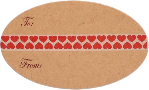 Valentine's Day to and from Stickers Valentine's Heart Stickers 1.5"x2.5" Natural Kraft Gift Tags 4 Unique Heart Designs for Gift Wrapping, Box and Envelope Sealing - 200 Stickers in Kuwait
