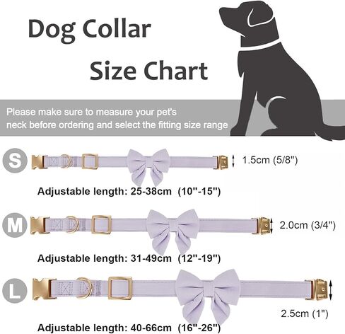 Bowtie Dog Collar Adjustable Soft Collars with Detachable Bow Tie and Metal Buckle for Small Medium Large Dogs,Lilac,Small in Saudi Arabia