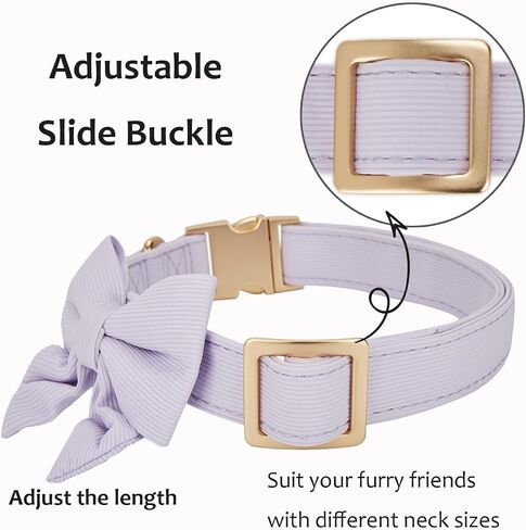 Bowtie Dog Collar Adjustable Soft Collars with Detachable Bow Tie and Metal Buckle for Small Medium Large Dogs,Lilac,Small in Saudi Arabia