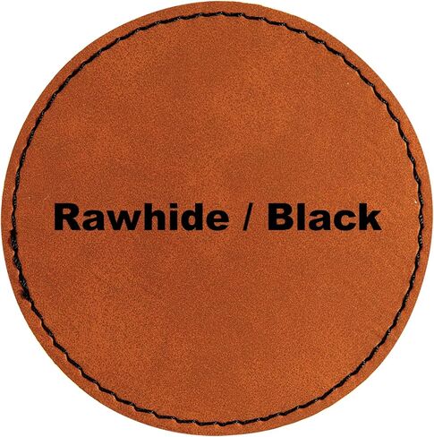 2.5" Round Blank Laserable Leatherette Hat Patches with Adhesive Faux Leather Patches for Hats Custom Fabric Repair Sew Laser Supplies (Rawhide/Black, 25) in Saudi Arabia