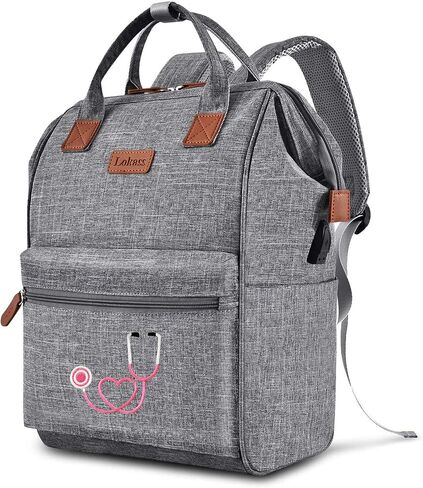 Nurse Backpack/15.6 Inch Laptop Backpack/Nursing Bag for Nurse Work/Home Health Medical Clinical Bag, Large Grey Modern Waterproof Clinical Backpack with USB Charging Port (Style 5) in Saudi Arabia