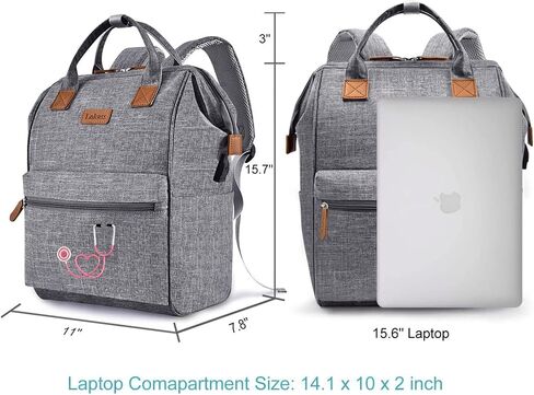 Nurse Backpack/15.6 Inch Laptop Backpack/Nursing Bag for Nurse Work/Home Health Medical Clinical Bag, Large Grey Modern Waterproof Clinical Backpack with USB Charging Port (Style 5) in Saudi Arabia