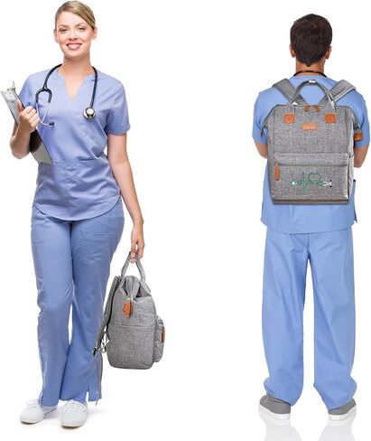 Nurse Backpack/15.6 Inch Laptop Backpack/Nursing Bag for Nurse Work/Home Health Medical Clinical Bag, Large Grey Modern Waterproof Clinical Backpack with USB Charging Port (Style 5) in Saudi Arabia