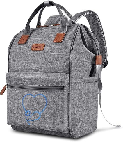 Nurse Backpack/15.6 Inch Laptop Backpack/Nursing Bag for Nurse Work/Home Health Medical Clinical Bag, Large Grey Modern Waterproof Clinical Backpack with USB Charging Port (Style 5) in Saudi Arabia