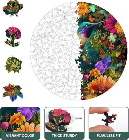 الألغاز الخشبية للبالغين ، والألغاز الخشبية الطنانة 200 قطعة ، والألغاز الفريدة من نوعها على شكل الطيور ، والهدايا الإبداعية عيد ميلاد ممتعة ألعاب للأجهزة العائلية ، 11.2 × 11.2 بوصة ، متوسطة الحجم in Kuwait