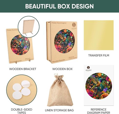 الألغاز الخشبية للبالغين ، والألغاز الخشبية الطنانة 200 قطعة ، والألغاز الفريدة من نوعها على شكل الطيور ، والهدايا الإبداعية عيد ميلاد ممتعة ألعاب للأجهزة العائلية ، 11.2 × 11.2 بوصة ، متوسطة الحجم in Kuwait