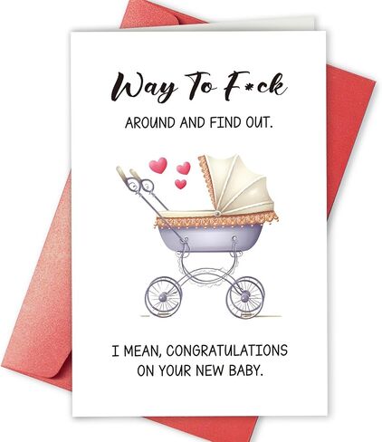 Sarcastic Baby Shower Card, Funny New Baby Congrats Card for New Parents, Stroller Congratulations Card for New Baby, Rude Newborn Card for New Mom New Dad in Kuwait